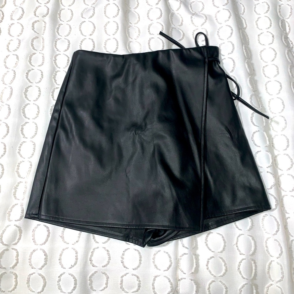 Black leather skort